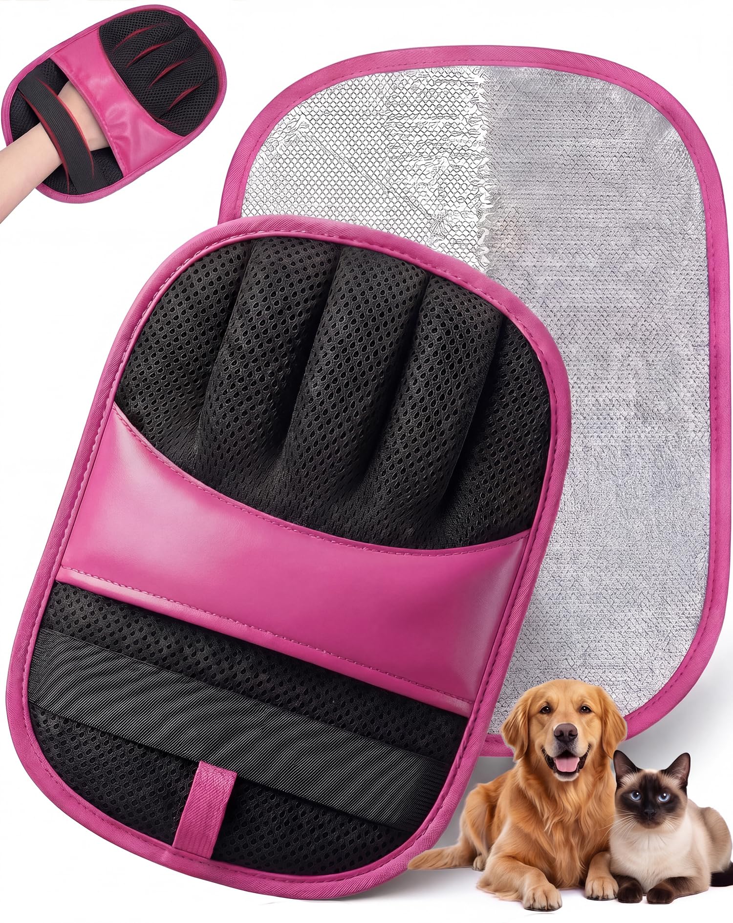 JTENGYAO Pet Hair Removal Glove, Magic Brush Electrostatic Grooming Glove for Dog and Cat, Reusable Fur Remover Pure Path Yomi Pet Grooming Needs for Furniture, Clothes, Carpet and Car Seat (Purple)