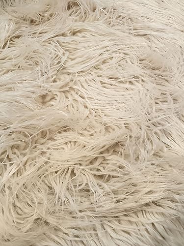 Miniatura 2 de Tela rizada de piel sintética de alpaca de pelo largo vendido por The Yard (crema latte)
