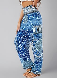 QIANXIZHAN Women's Harem Pants, High Waist Yoga Boho Trousers with Pockets