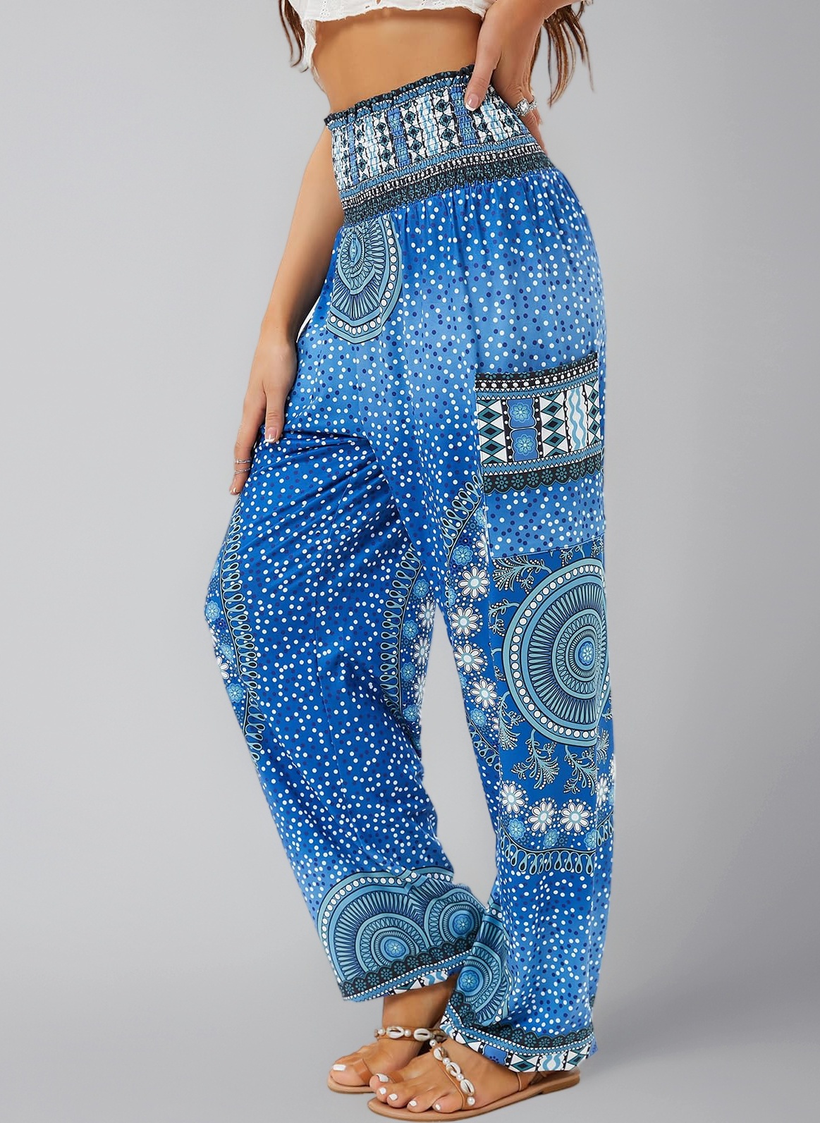 QIANXIZHAN Women's Harem Pants, High Waist Yoga Boho Trousers with Pockets