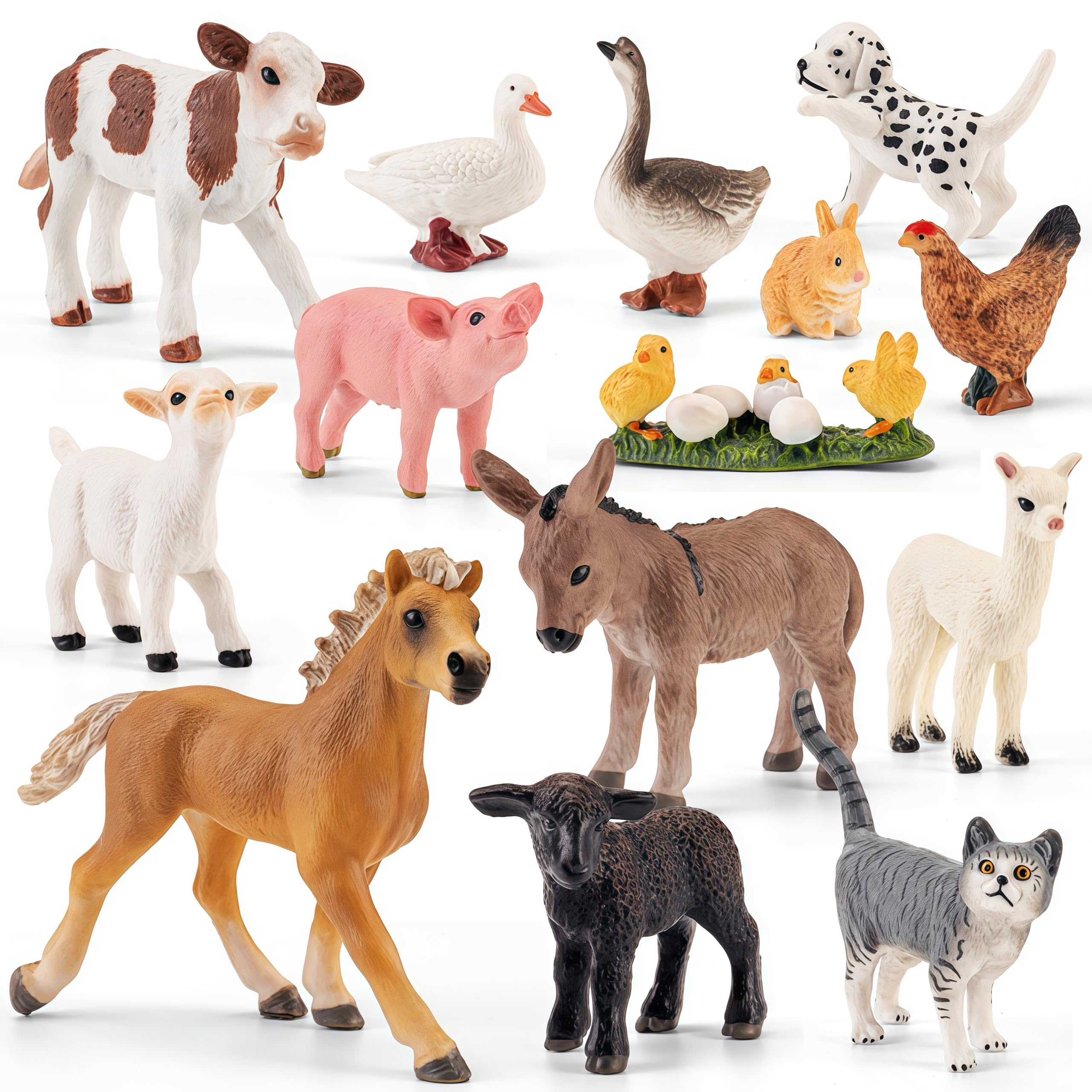 Juego de 14 cifras de animales de granja para bebés de 3 a 5, cifras de animales de granja para niños de 3 a 7, juguetes preescolares de granja para niños y niñas, regalos de cumpleaños