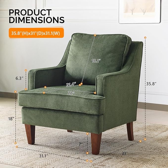 Sillón Acogedor Tapizado Verde Medio miniatura 2