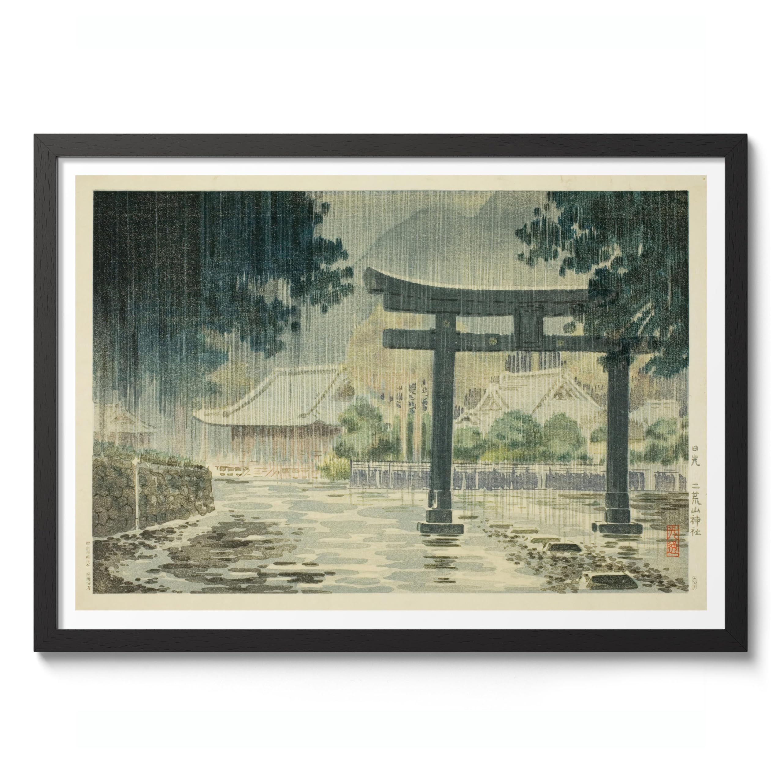 Futarasan Shrine At Nikko Tsuchiya Koitsu Poster, Japanese Woodblock Ukiyo-E Print, Vintage Art Picture Painting Wall Art Exhibition Home Decor, A2 (Black Frame) - 62.5x45.1cm — image 1