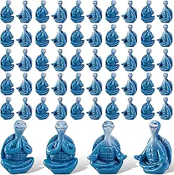 Watayo 48 mini estatuetas de ioga de meditação de tartaruga marinha, estátua de resina de tartaruga Zen Yoga em miniatura, praia costeira, pequenas tartarugas meditativas, decoração para casa