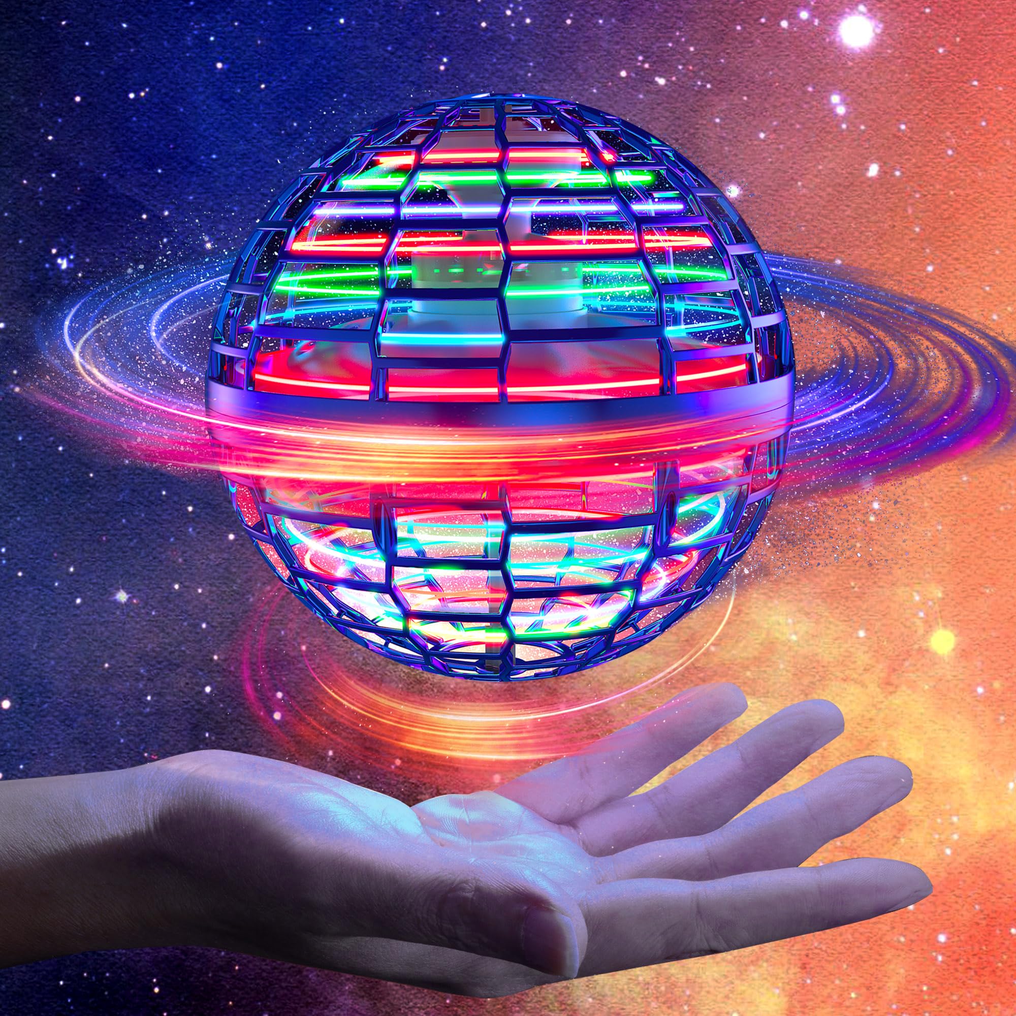 Flying Orb Ball Toy, Galaxy Ball Cosmic Globe Boomerang Ball Fidget Spinner, Flying Toy Gift for 6+ Boys Girls Teens Outdoor Indoor - Blue
