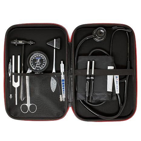 MDF Instruments, Hard Case for Classic Cardiology, MD One & Acoustica Stethoscopes, Reflex Hammers, Sphygmomanometers, Penlights - Mesh Pocket for Doctor & Nurse Accessories - Large (MDFSCL12)