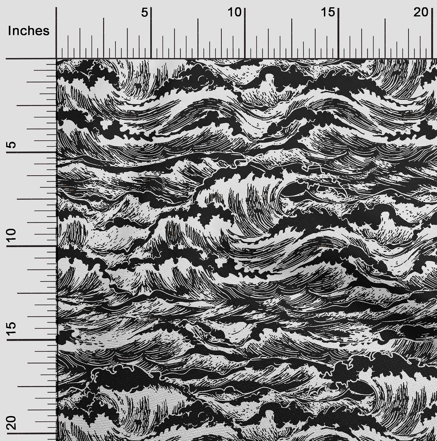oneOone Cotton Flex Black Fabric Asian Japanese Wave Sewing Material Print Fabric By The Yard 40 Inch Wide