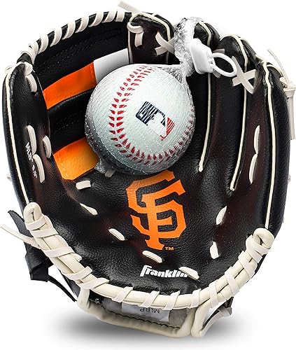 Franklin Sports MLB - Juego de guantes y pelotas de teeball juveniles, guantes y pelotas de béisbol para niños, guantes perfectos para primeros
