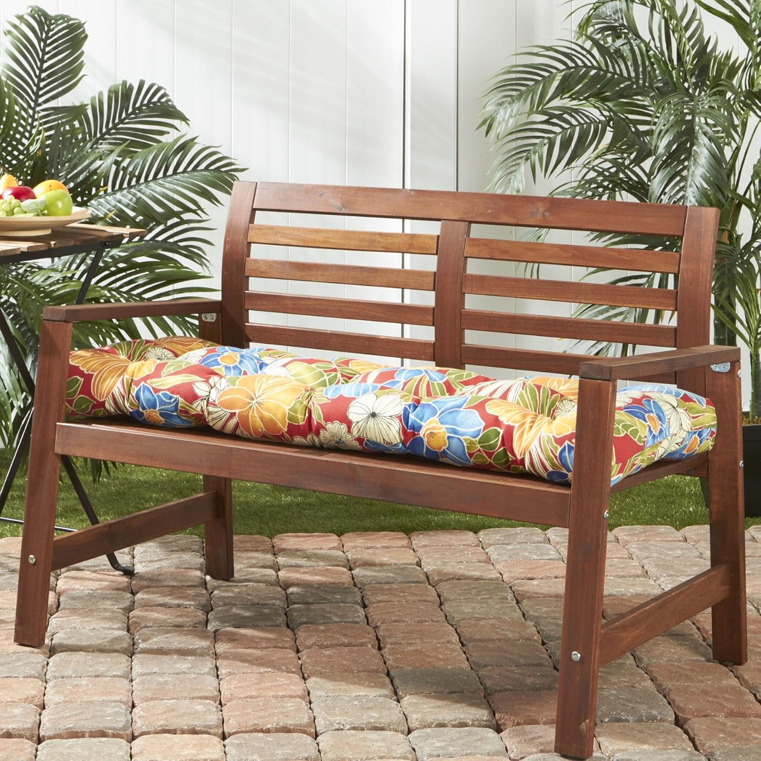 Greendale Home Fashions 51-inch Outdoor Bench Cushion, Aloha Crimson