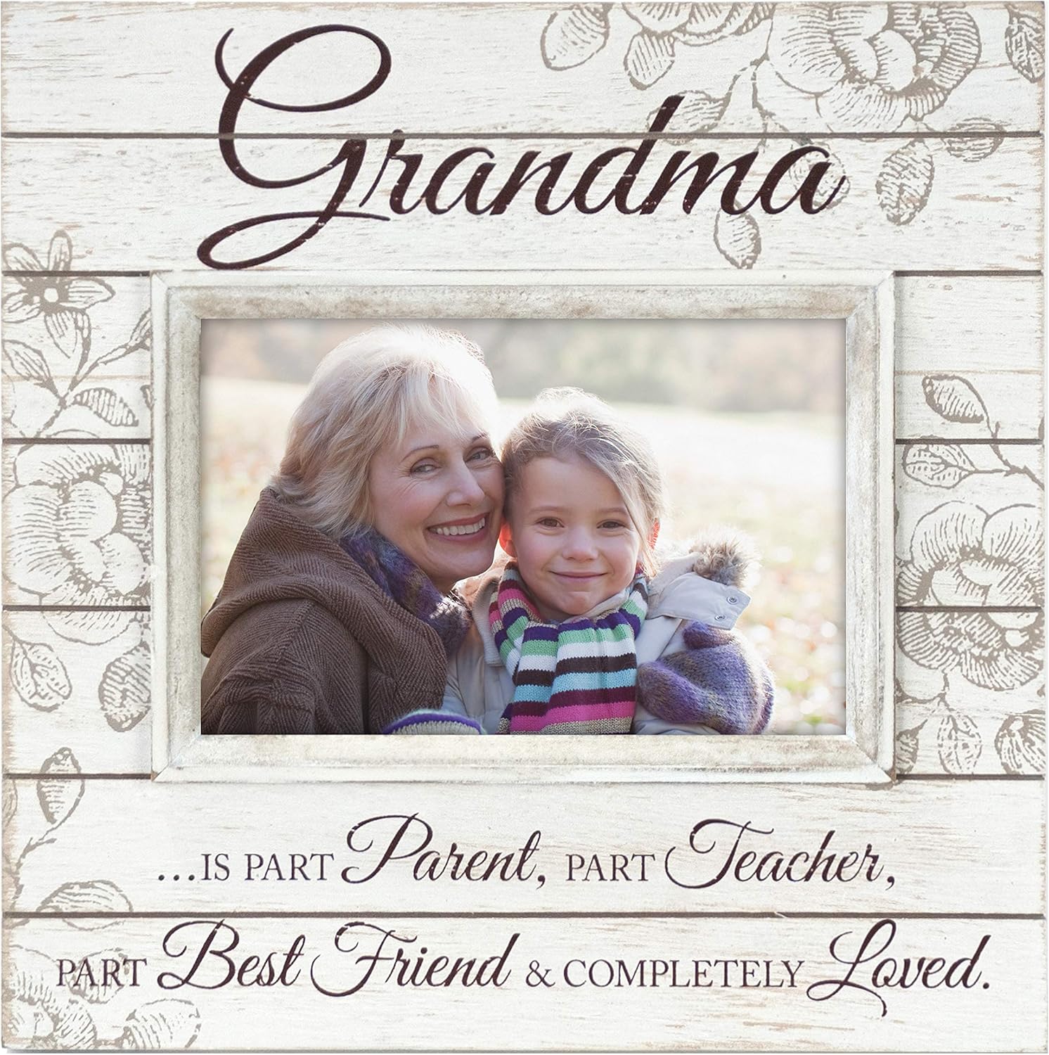 Malden International Designs Sun Washed Words Grandma Cream Distressed Picture Frame, 4x6, Cream