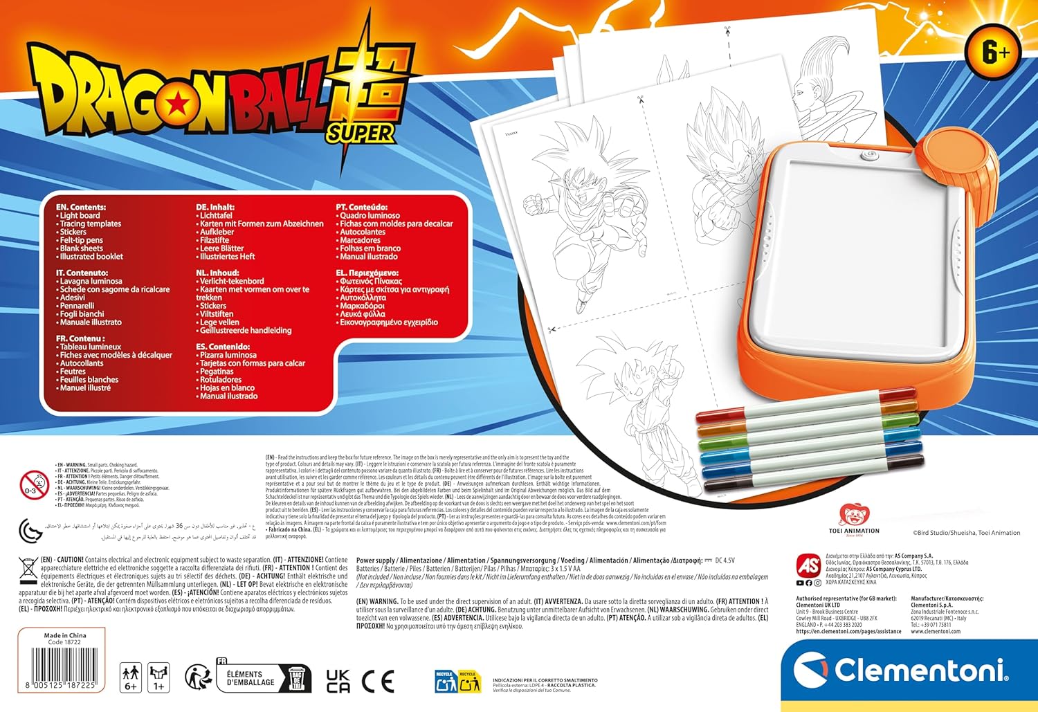 Clementoni Dragon Ball 18782 Luminous Creative Game for Children 6 Years, Painting Board and Drawing, Copy Board with LED, Art, Drawings Dragonball, Made in Italy, Multi-Coloured