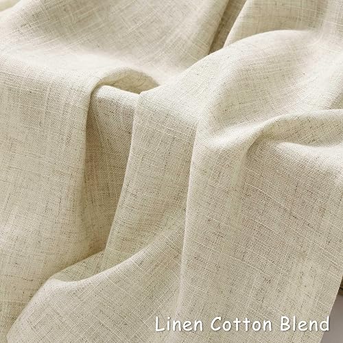 Miniatura 2 de Cortinas de lino beige de 96 pulgadas de largo para dormitorio, cortinas de lino semitraslúcidas que filtran la luz, para sala de estar, casa rural