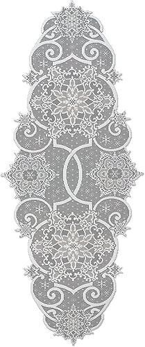 Heritage Lace Copo de nieve 19" X 46" blanco corredor, gris
