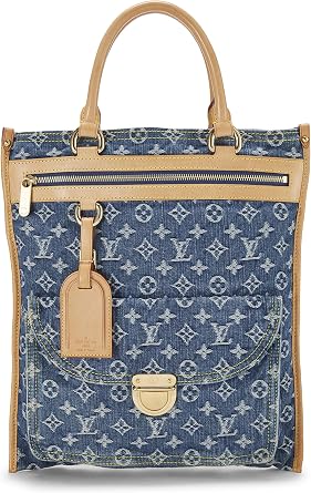 Pre-loved Blue Monogram Denim Flat Shopper, Blue