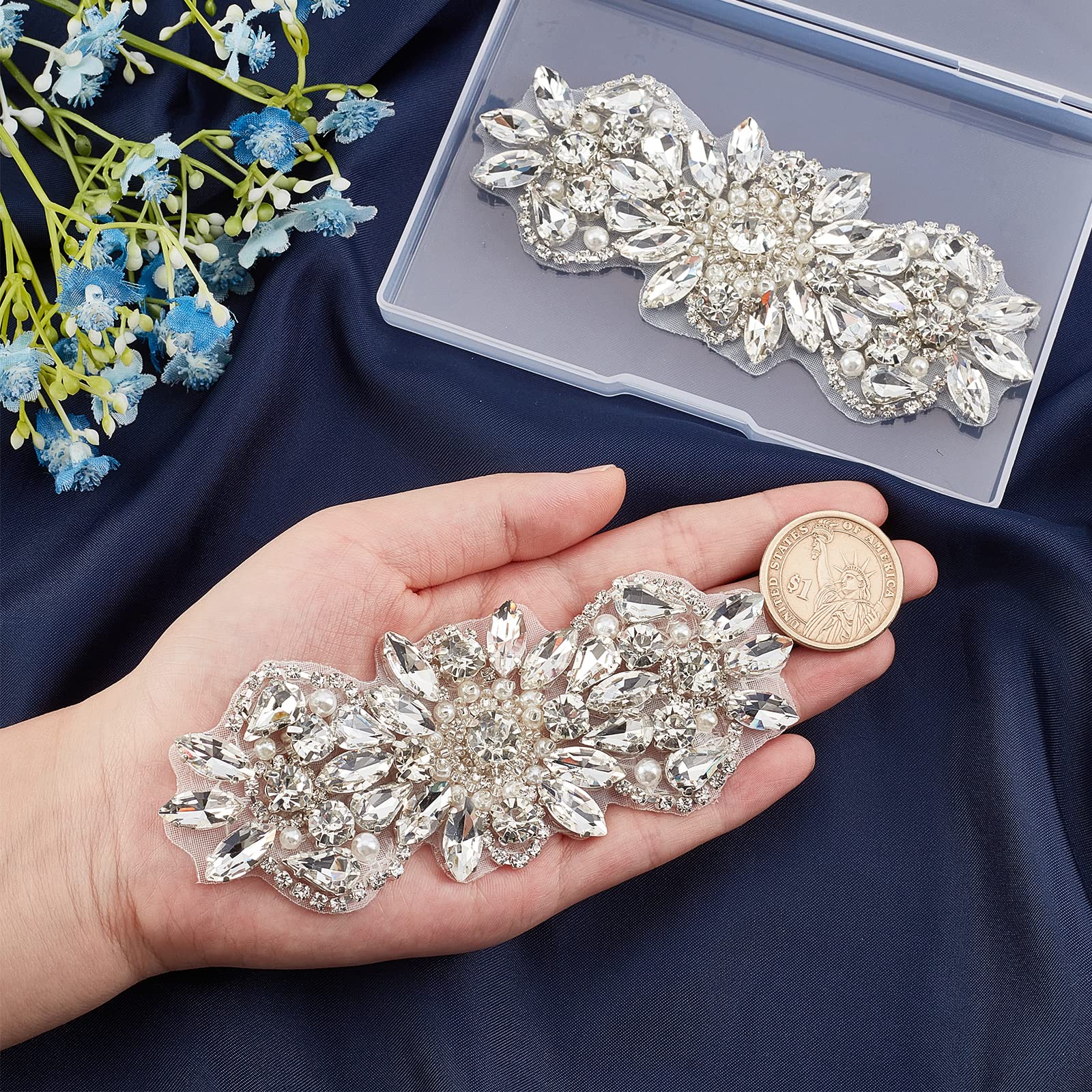 Applique Con Strass Per Abiti Da Sposa - 2 Pezzi In Lega Argento Per Fusciacche E Decorazioni - Foto 4