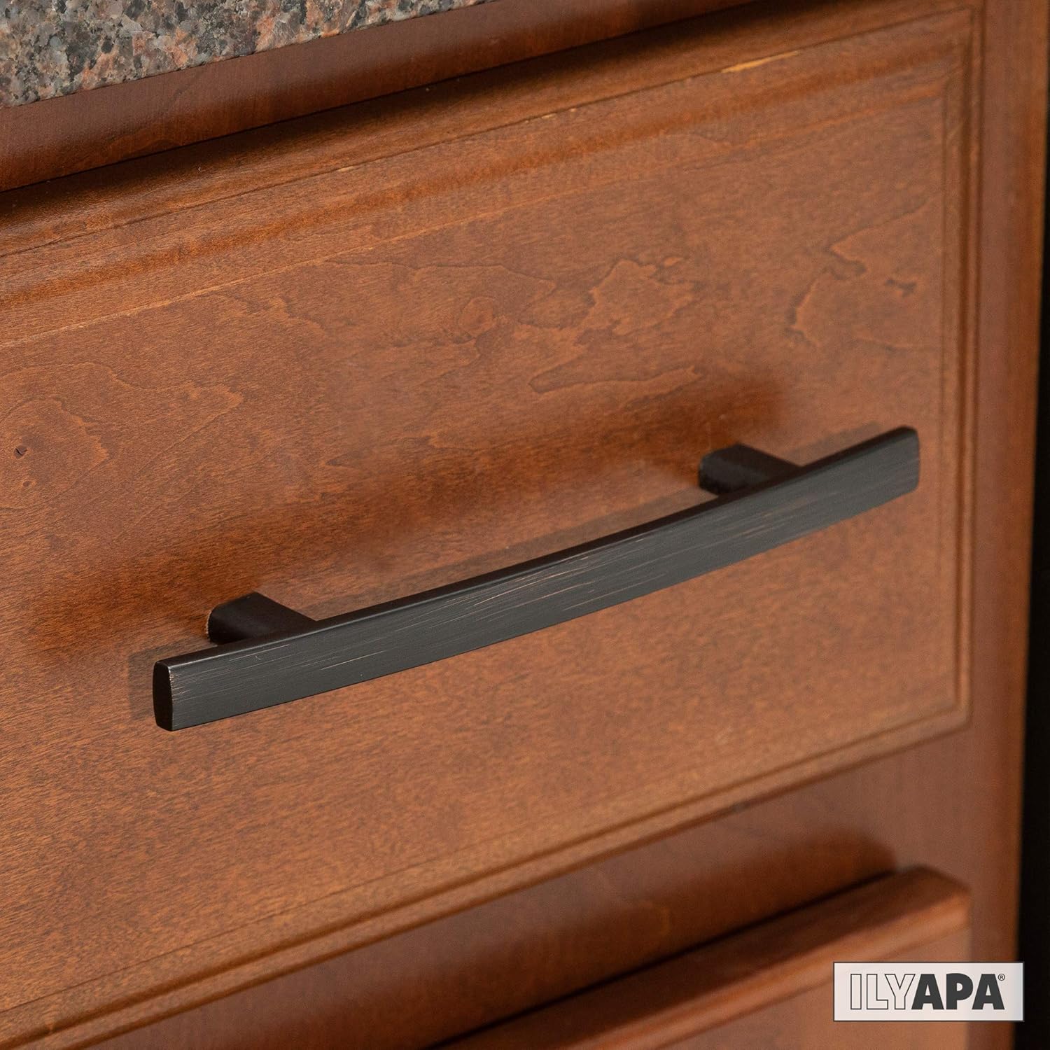 Blасk Frіdау 🔥 Ilyapa Oil Rubbed Bronze Kitchen Cabinet Pulls - 3.75 Inch Hole Center Curved Pull Handle Bar - 25 Pack of Kitchen Cabinet Hardware