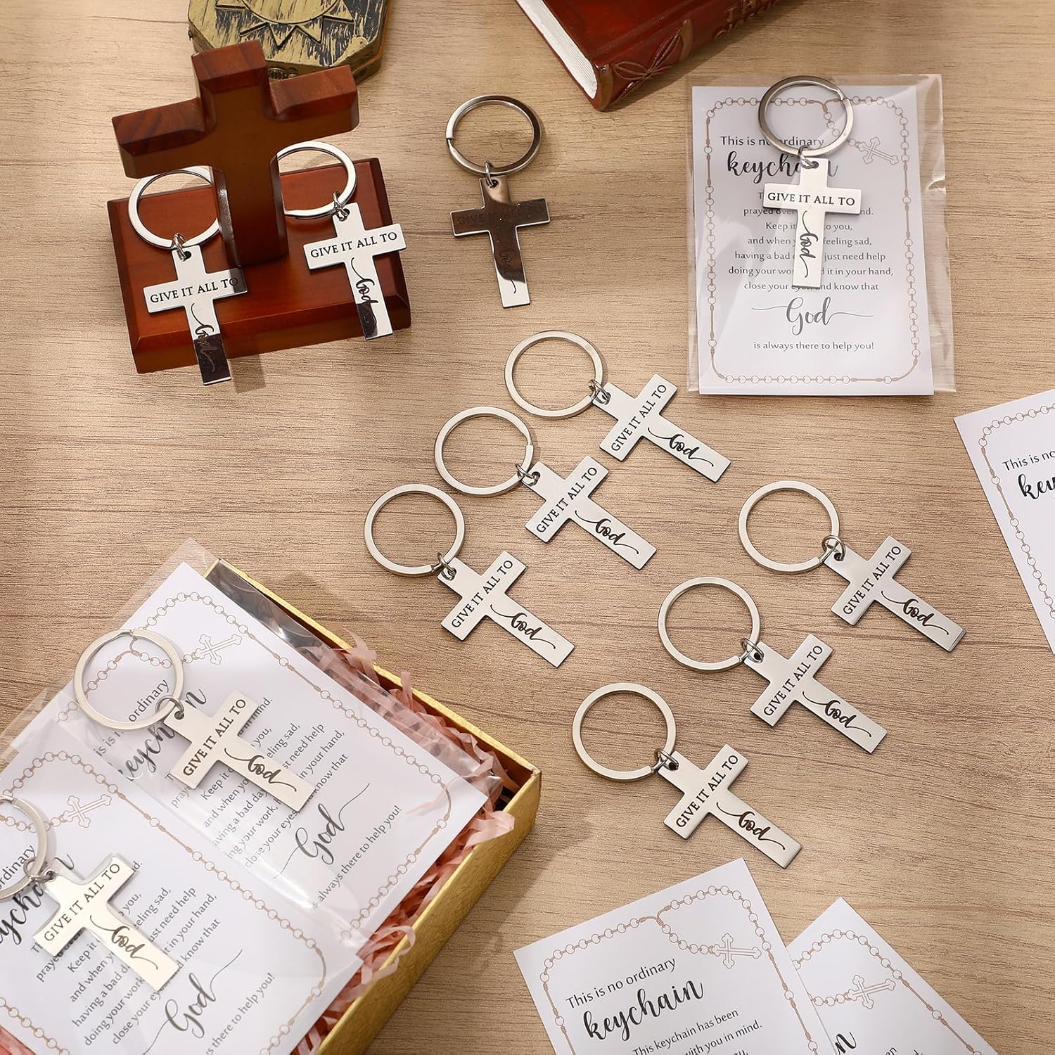 Christian Gifts Buk Rleligious Jesus Keychains with Inspirational Faith Gift Card for Christian Men Women - Image 4