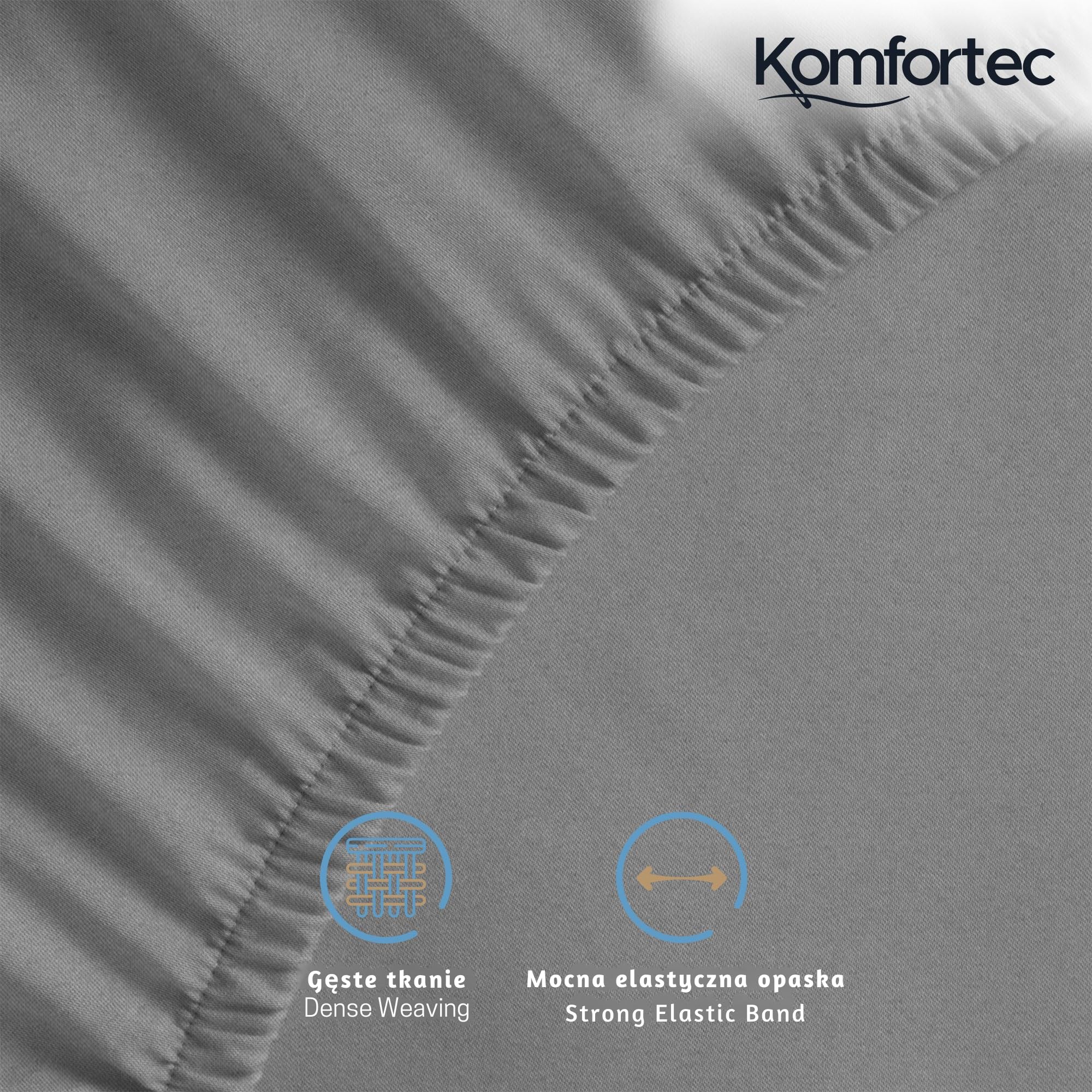 Komfortec Prześcieradło z gumką z mikrofibry 140 x 200 cm, miękkie prześcieradło z gumką dookoła – dopasowane prześcieradło na materace do 30 cm, szare, Öko-Tex – łatwe w pielęgnacji i przyjazne dla