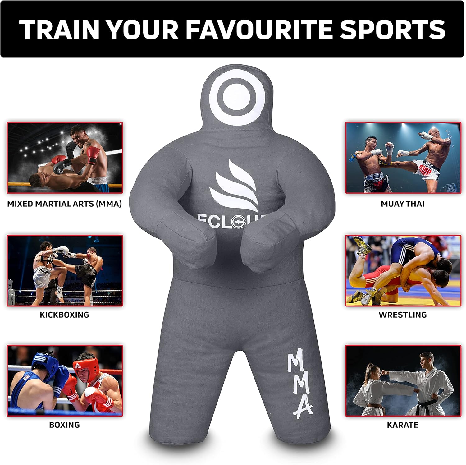 ECLOUR Grappling Dummy for Kids Training, Punching Bag for Mixed Martial Arts, Brazilian Jiu Jitsu, Karate Practice-Unfilled : Sports & Outdoors