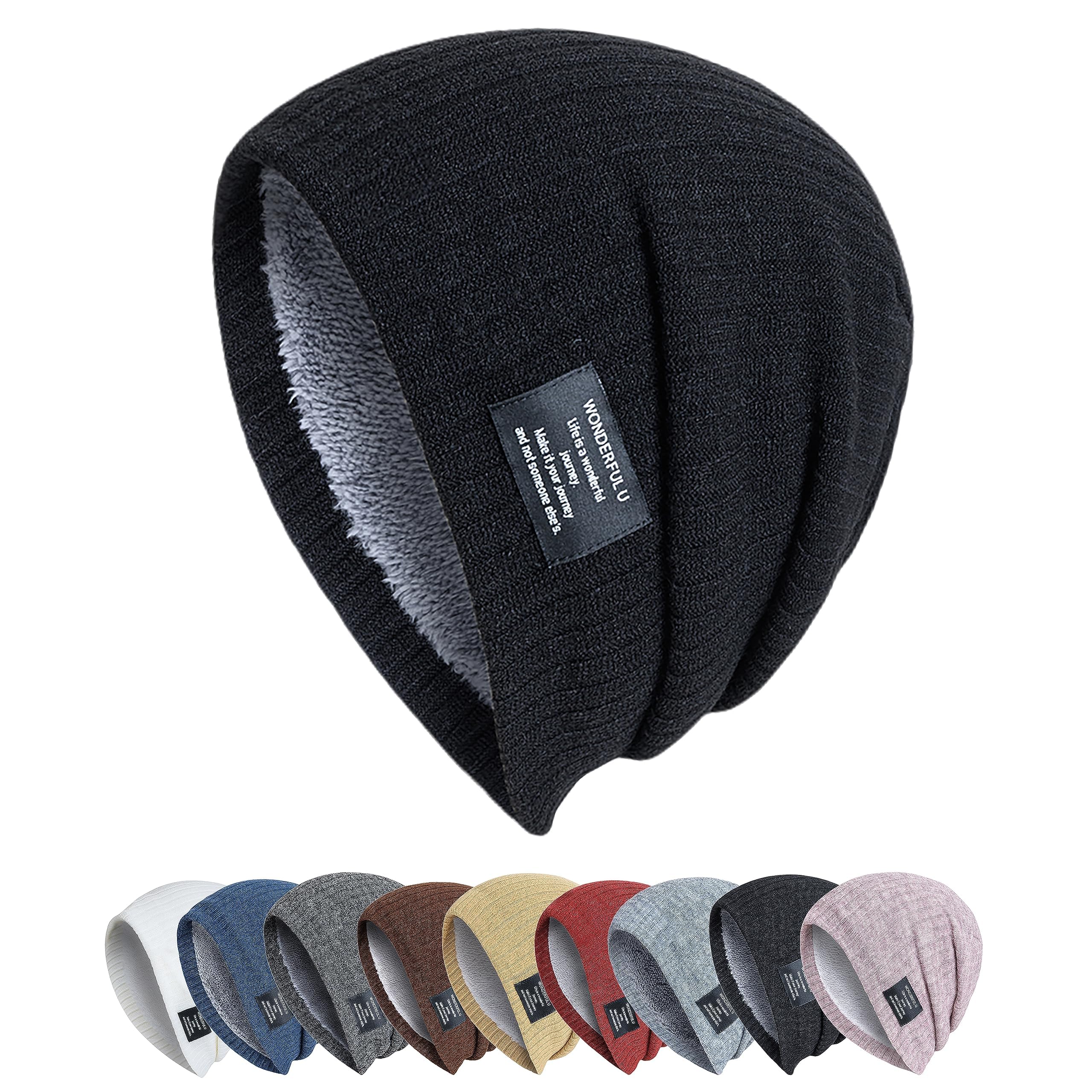 Winter Beanie Hats for Men Women Knit Fleece Lined Skull Caps Warm Slouchy