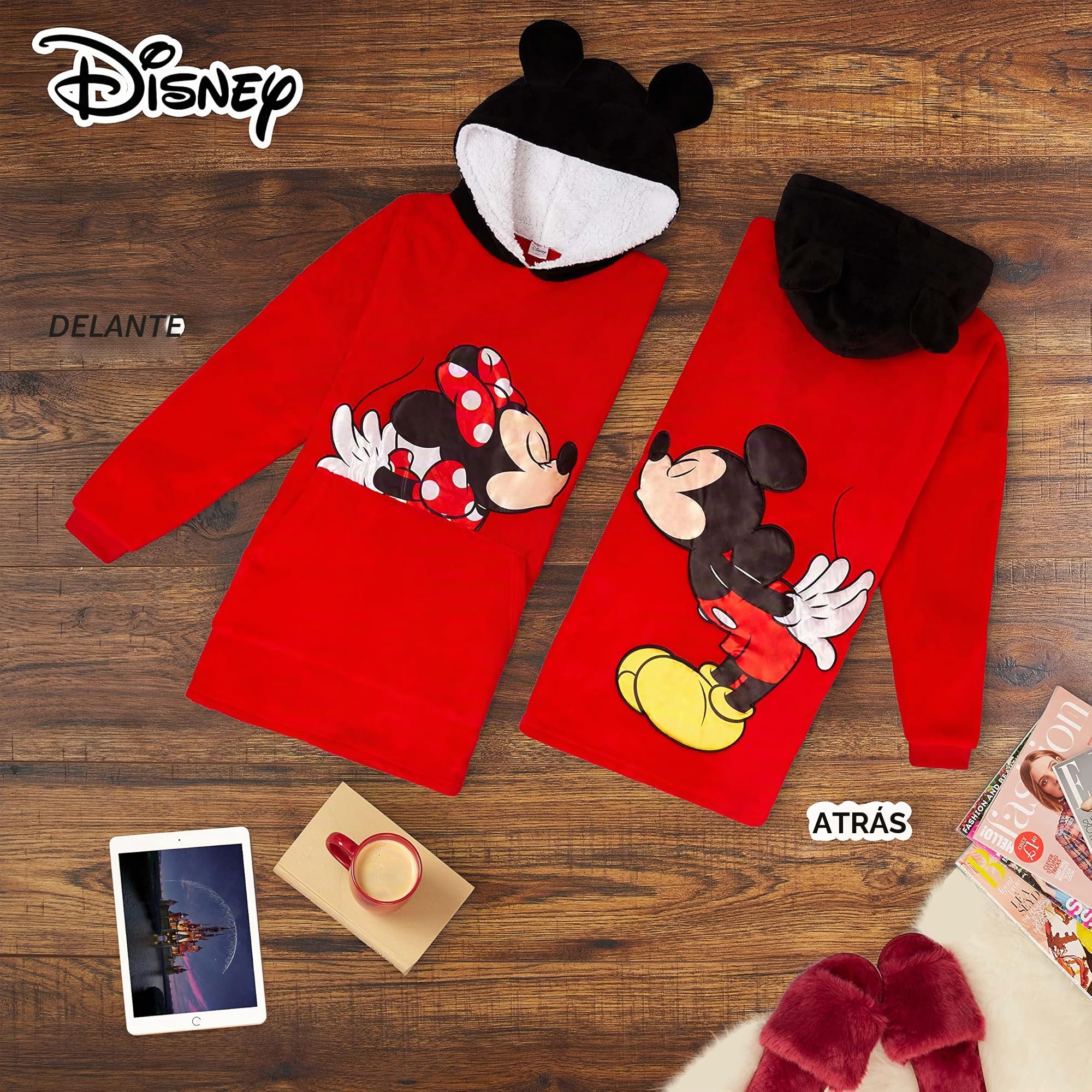 Disney Sudadera Oversize Mujer de Forro Polar Mickey Minnie