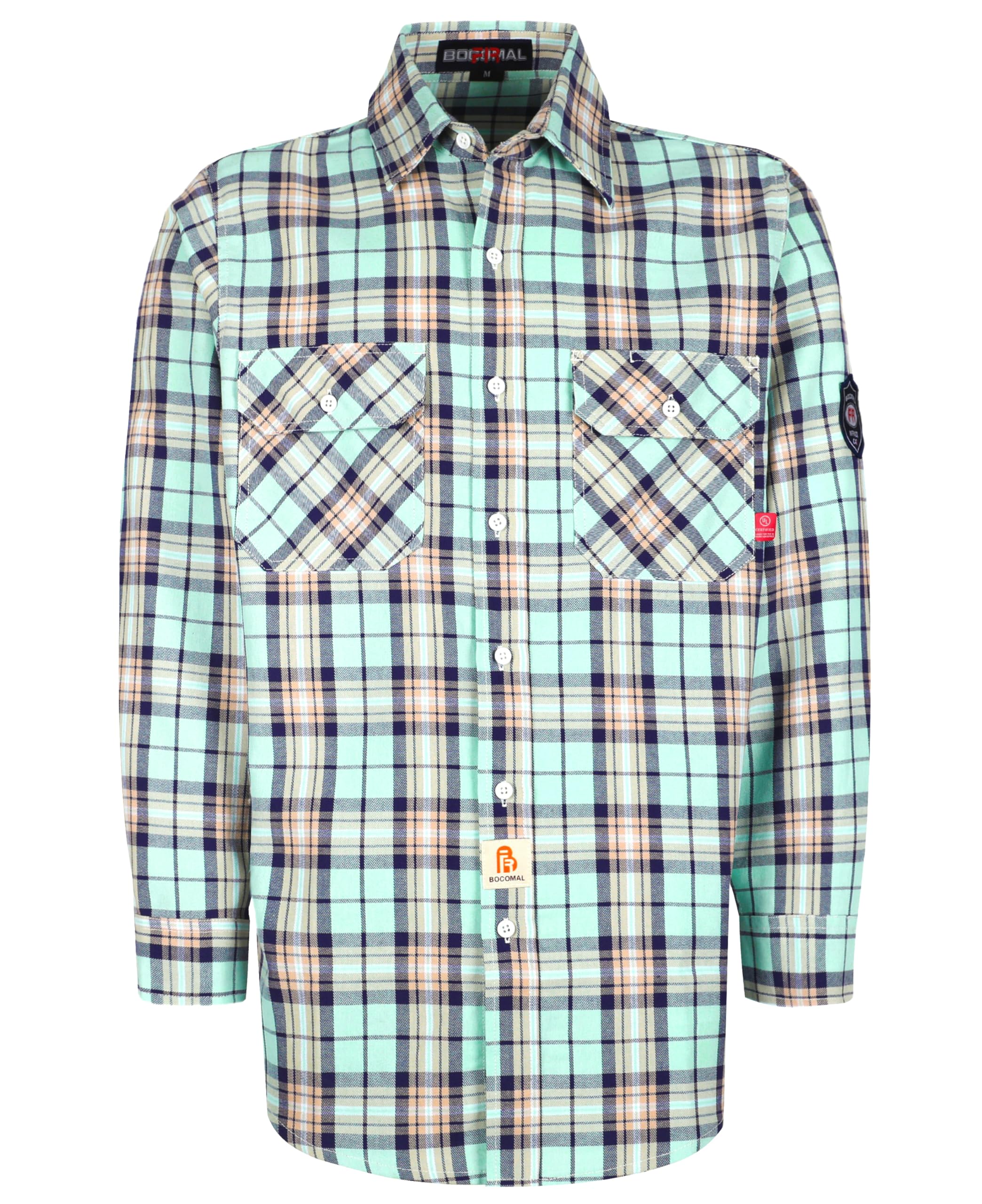 BOCOMAL FR Shirts for Men Flame Resistant Light Weight NFPA2112 Fire Retardant Welding Shirt Water & Oil Repellent Finish