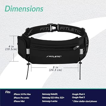 Fitletic Ultimate II Running Belt & 8 oz Extra Mile Water Bottle Bundle