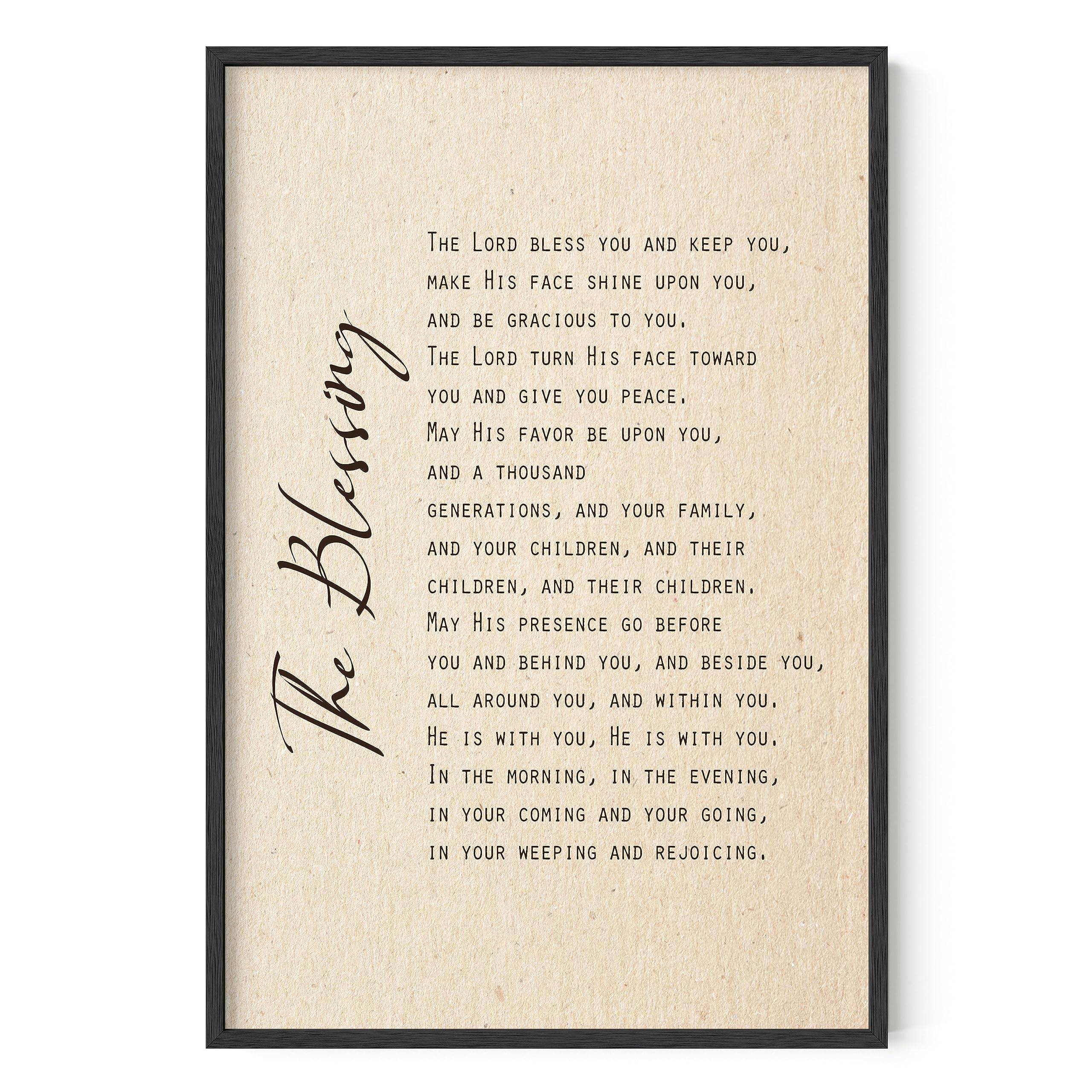The Blessing Christian Wall Art - May The Lord Bless You Religious Wall Decor, Inspirational Quotes Print, Individual Poster (Black Framed 24"x36")