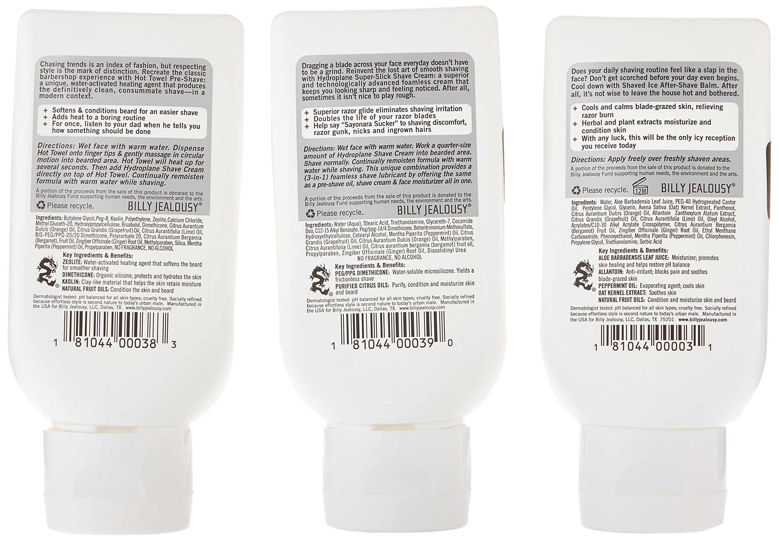 Billy Jealousy Shave3some Travel-Size Trio Shaving Kit for Men with Heating Pre-Shave, Super Slick Shave Cream and Cooling After-Shave, Citrus Scent, 3 Fl Oz Each