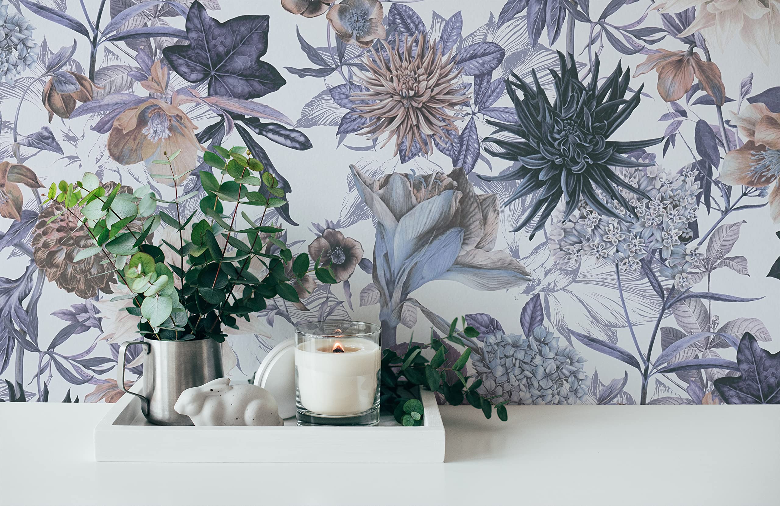 A.S. Création Papel pintado con diseño de flores, color azul y beige 381751, para salón o dormitorio, 10,05 x 0,53 m, fabricado en Alemania