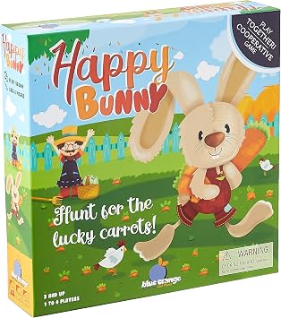 Blue Orange Tabletop Board Game, Cooperative, for Kids and Family Fun, Help The Bunny Find The Carrots, Ages 3+, Happy Bunny Games