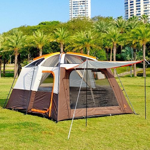 Miniatura 10 de KTT Extra Large Tent 6-10-12-14 Person(Style-B),Family Cabin Tents,2 Rooms,3 Doors and 3 Windows with Mesh,Straight Wall,Waterproof,Double Layer,Big
