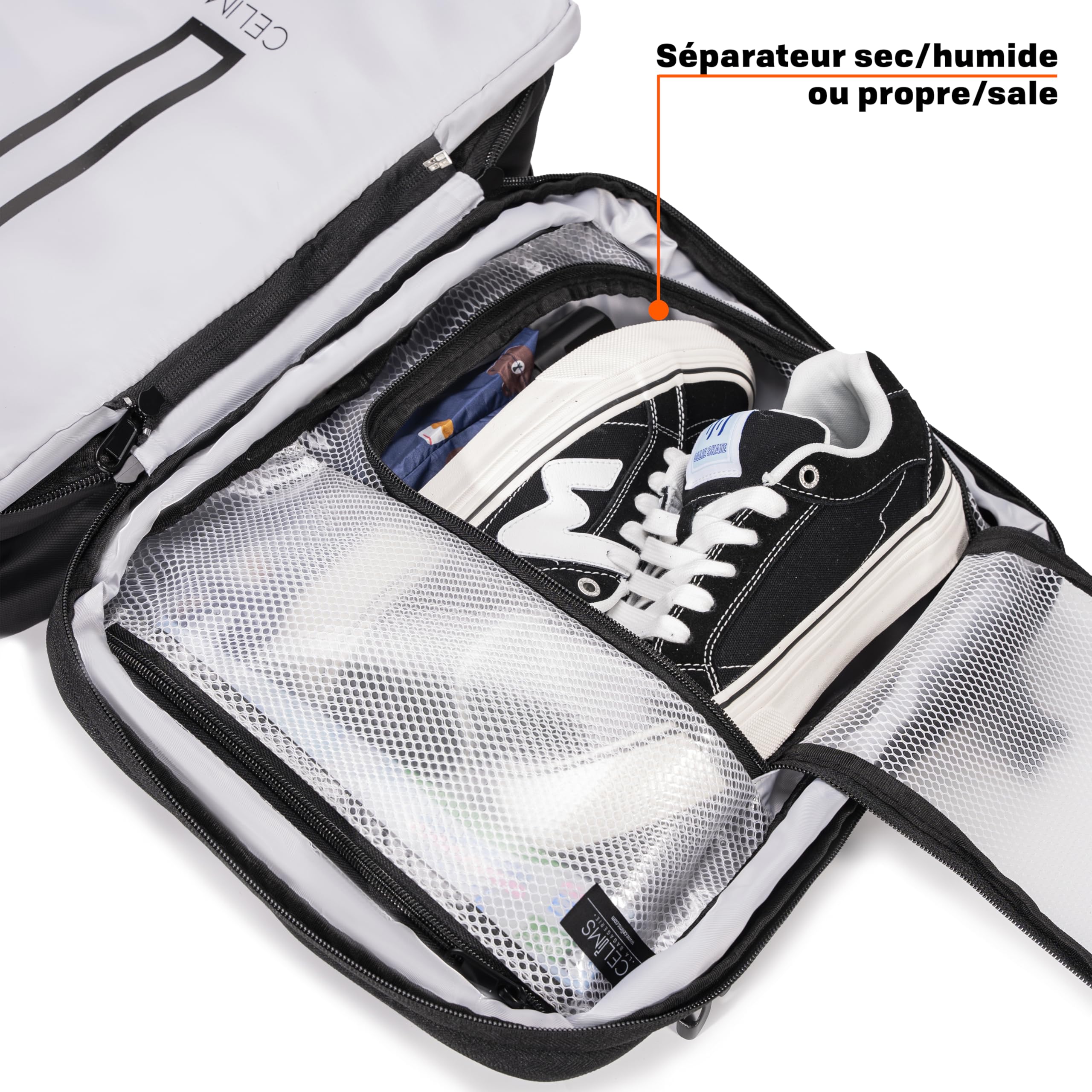CELIMS - Valigia Cabina 40 x 30 x 20 cm Ryanair, Transavia, Volotea, Easyjet e + | con Trolley, sotto Vuoto AirPlus by Lucchetto TSA | Bagaglio Cabina | Borsa aereo per computer portatile, bordeaux