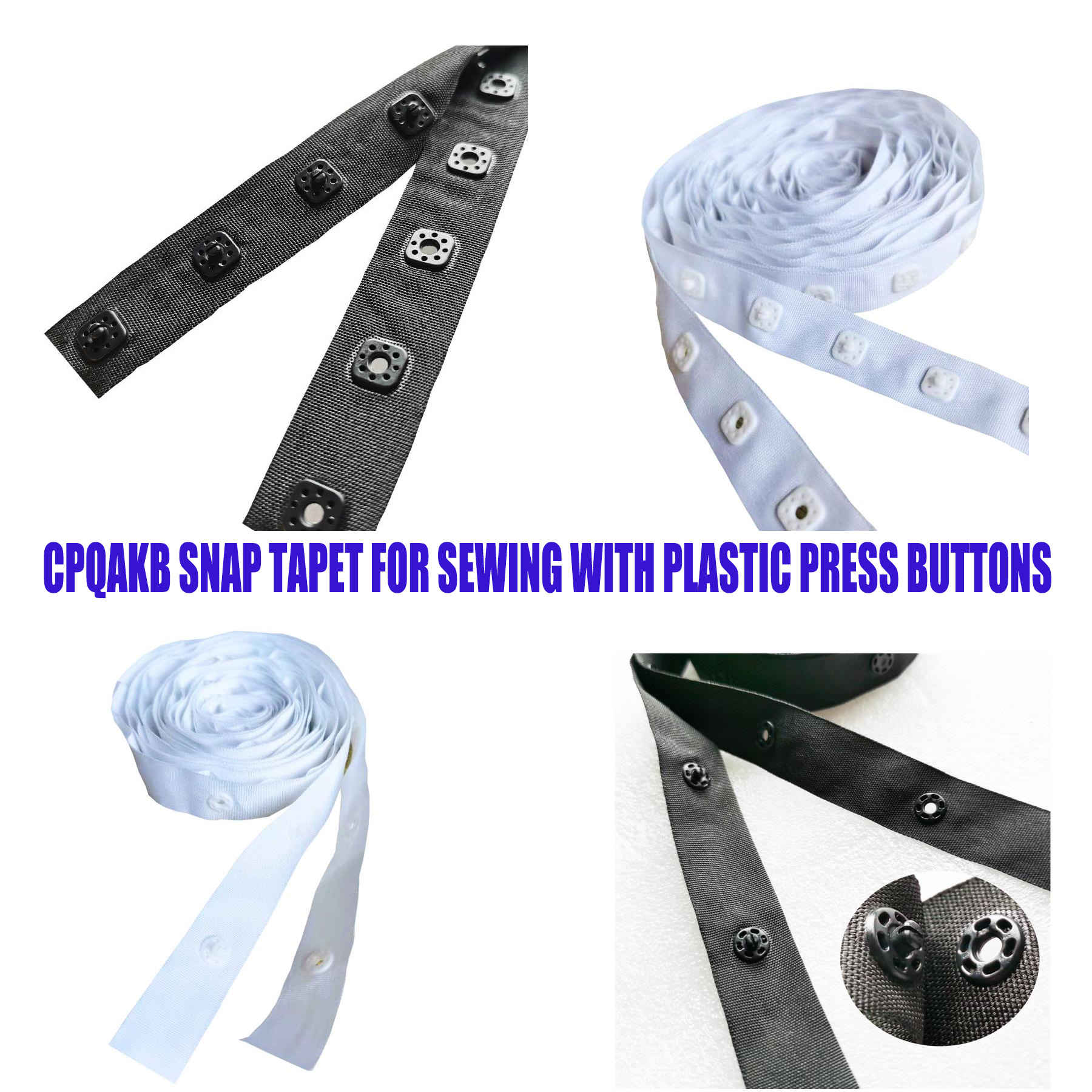 Bouton Pression Mâle En Plastique Sur Ruban - Blanc | Tissus Garceau