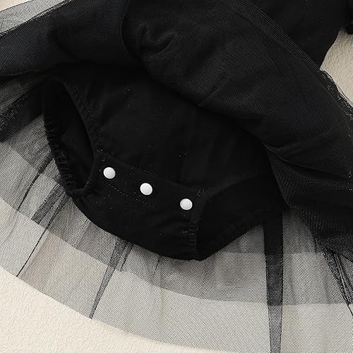 Miniatura 6 de Conjunto de mameluco de manga con volantes para bebé, para recién nacido, falda tutú sólida, conjunto con diadema