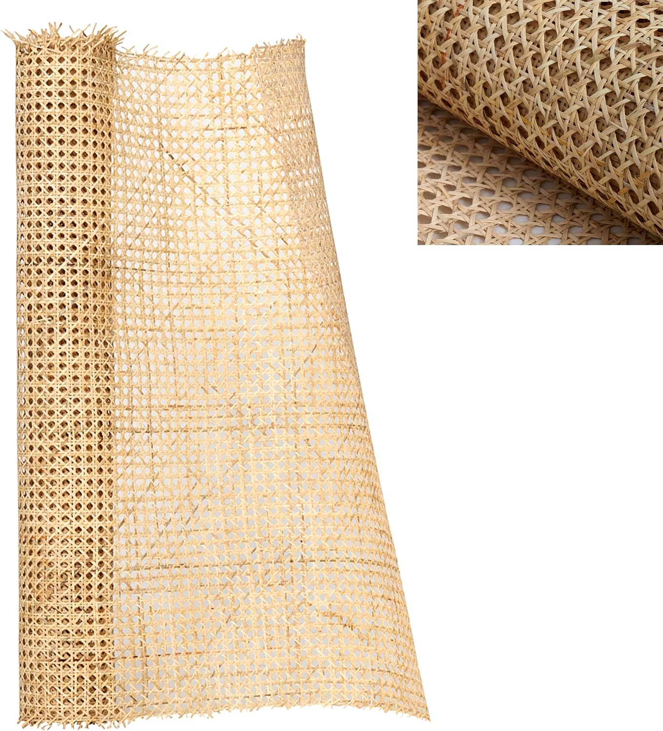 24" Width Natural Hexagon Rattan Cane bing Roll 3 Feet