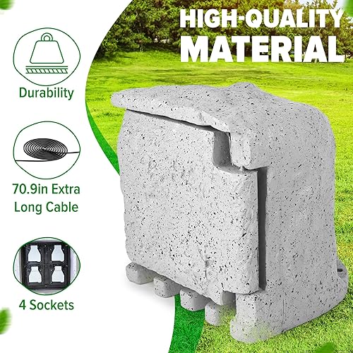 Miniatura 4 de Skywin Tira de alimentación para exteriores resistente a la intemperie (gris) - Tira de enchufe para exteriores de 6 pies, cable de extensión