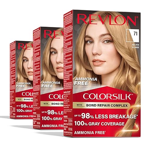 Revlon ColorSilk with Bond Repair Complex, color permanente para el cabello rubio, cobertura 100 % de las canas, tinte para el cabello sin amoníaco,