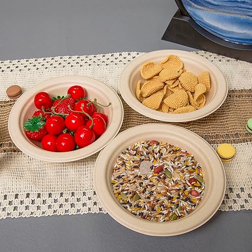 Miniatura 6 de Cuencos de papel compostables de 16 onzas, paquete de 200 unidades, resistentes, ecológicos, paquete a granel, cuencos desechables, biodegradables