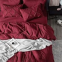 Vista 5 de BEDSURE Juego de ropa de cama con edredón tamaño individual de 5 piezas, diseño de pliegues, con edredón, sábanas, funda de almohada y funda