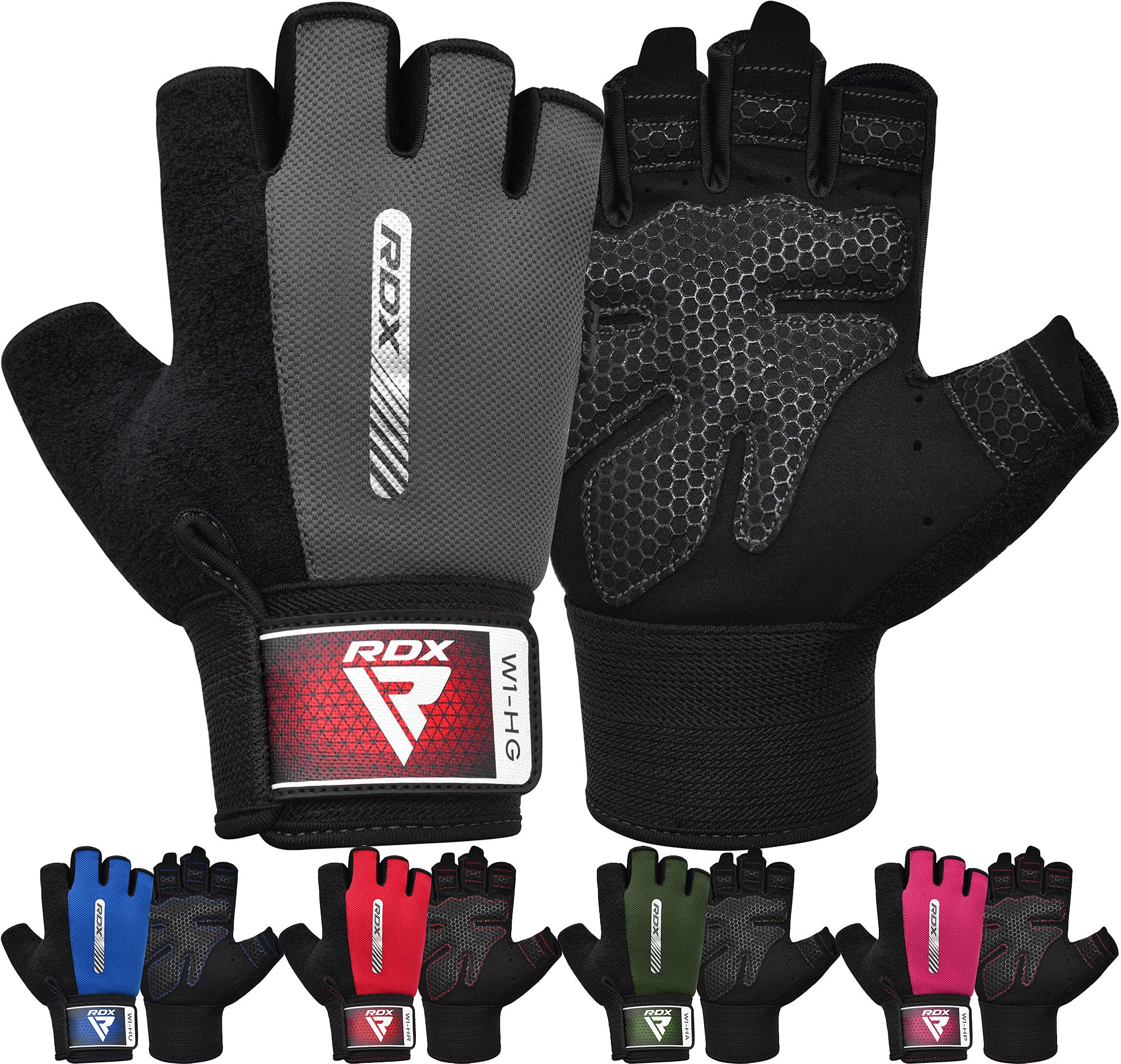 RDX Weight Lifting Gloves Gym Fitness Workout, Anti Slip Padded Full Palm Protection, Ultra Ventilated, Bodybuilding Strength Training HIIT WOD Exercise, Half Finger Men Women Cycling Rowing Climbing