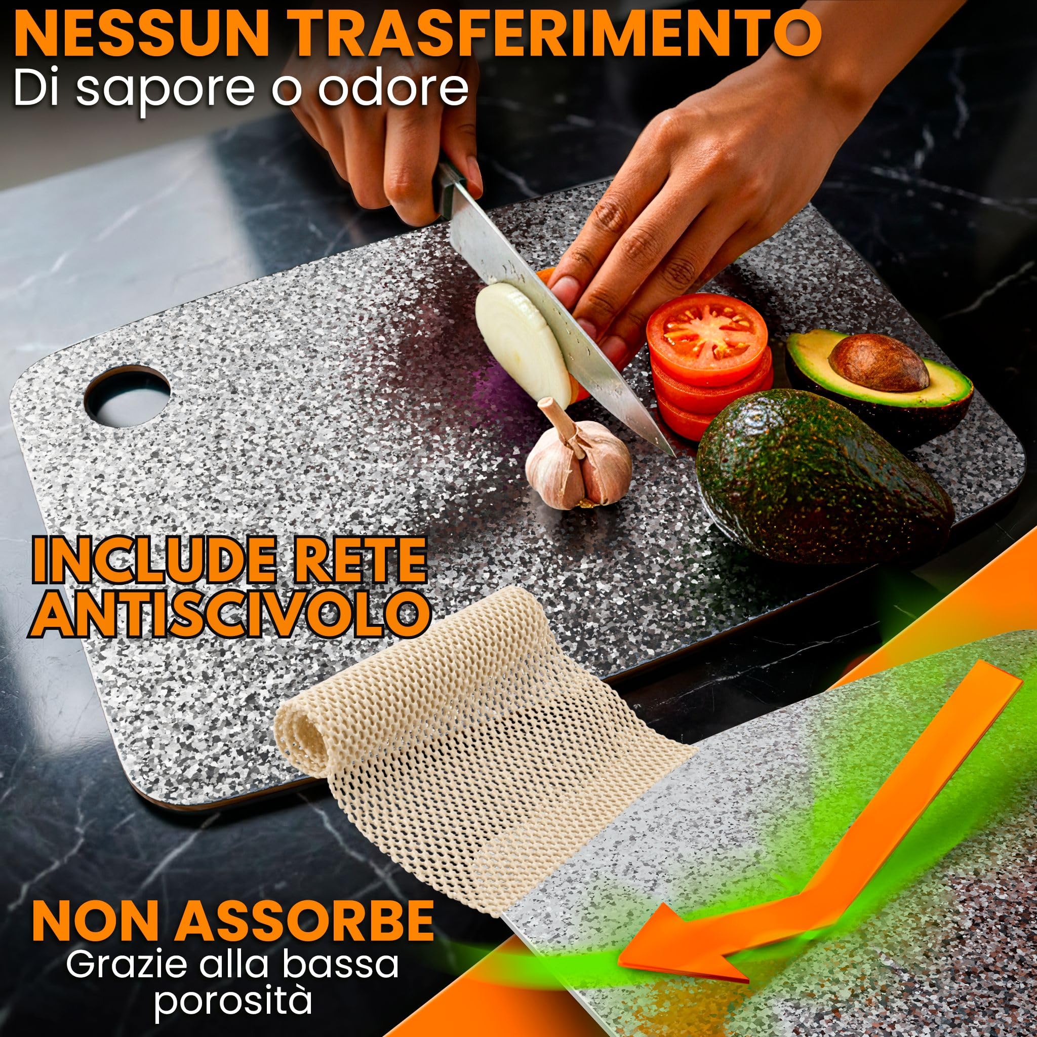 Tagliere in Titanio per Cucina 100% Puro 40x30cm – Tagliere Titanio Doppia Faccia Antibatterico – Taglieri in Titanio per Cucina Ultra Resistente – Titanium Cutting Board Professionale