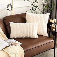 Vista 372 de UGASA - Juego de 2 fundas de almohada de terciopelo a rayas, funda decorativa para cojín con cremallera oculta para el hogar, sofá, dormitorio
