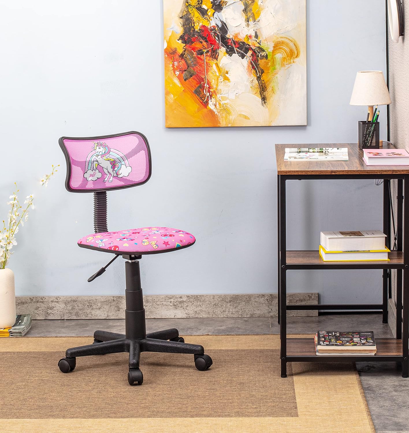JoJo Siwa Adjustable Swivel Mesh Rolling Desk Chair, for Kids, Teens and Adults