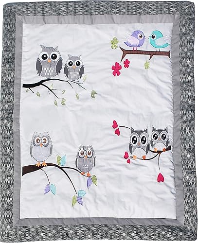 Miniatura 5 de BabyFad Búho gris blanco vivero 9 piezas bebé cuna conjunto 100% algodón