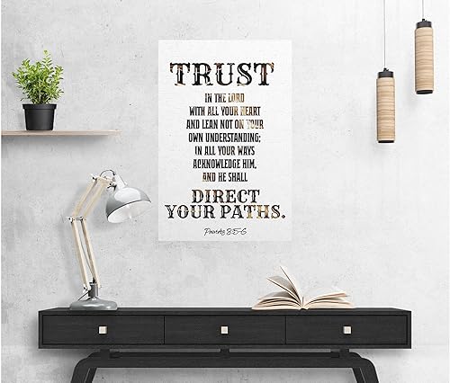 Miniatura 3 de FESOGO - Póster de pared con texto en inglés "Trust In The Lord With All Your Heart" (Confía en el Señor con todo tu corazón) - Proverbios 35,