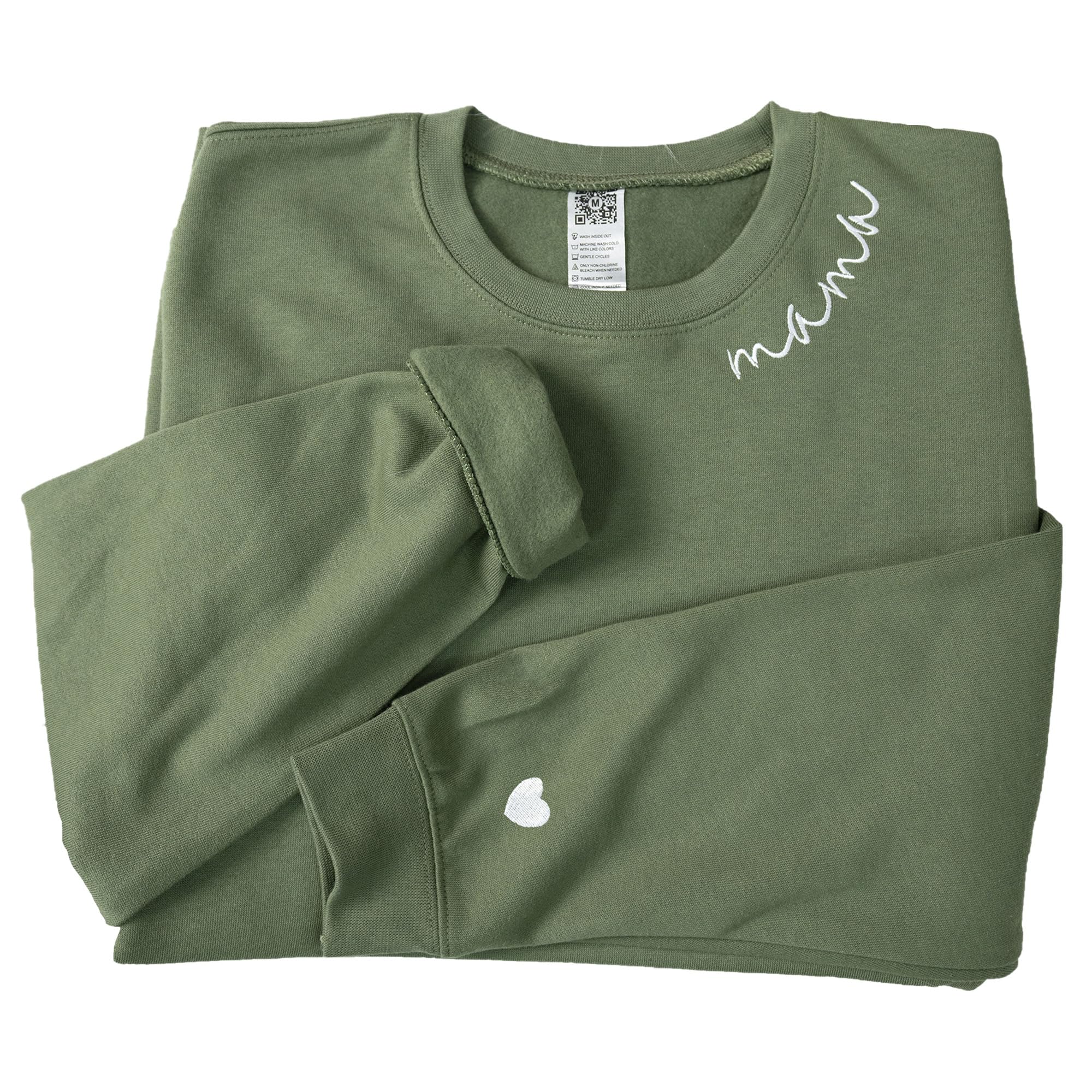IZI POD - Mom Mama Grandma Embroidered Crewneck Sweatshirt Heart On Sleeve For Women-Gifts For Mom Grandma Mimi