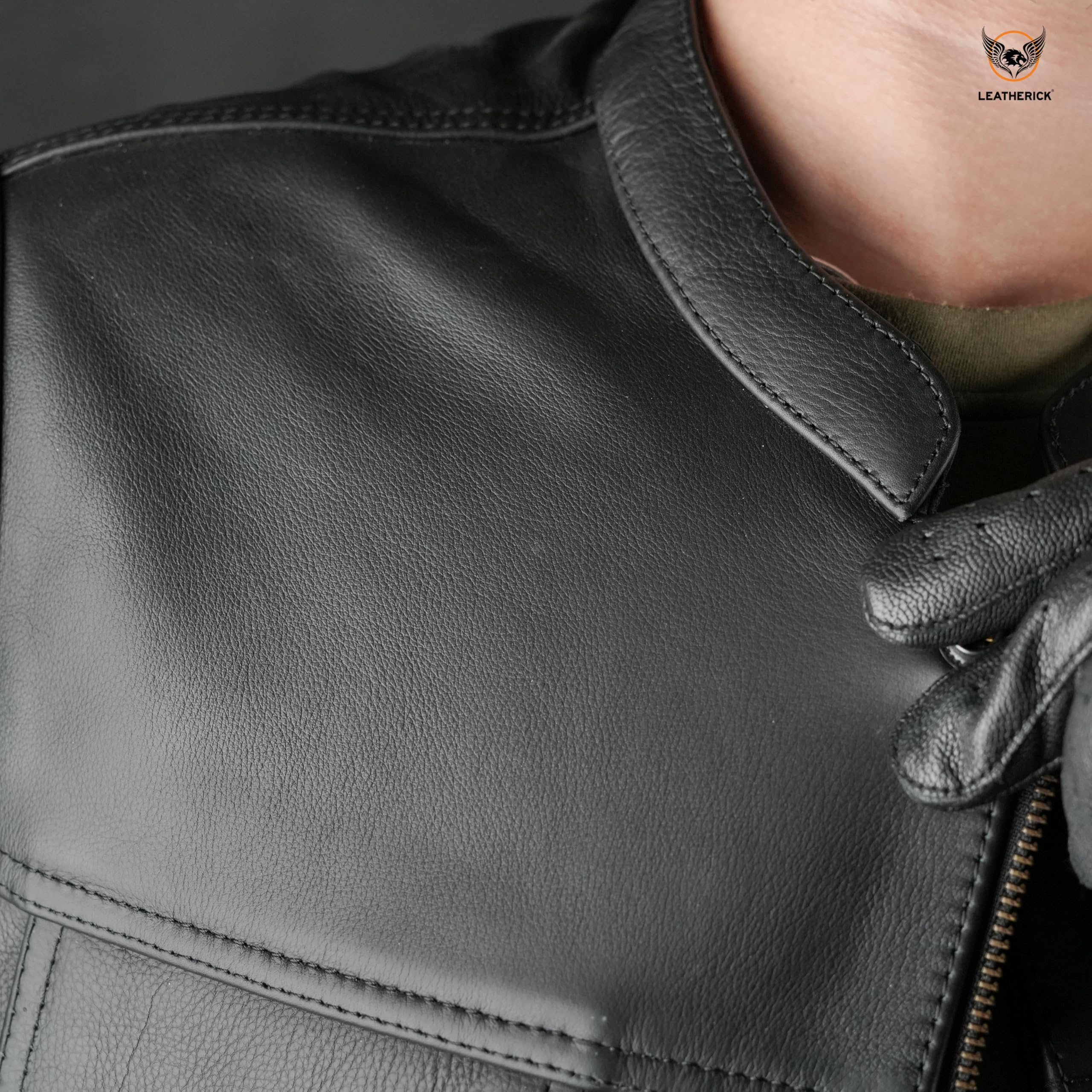 Leatherick Gilet de Moto en Cuir de Vache de qualité supérieure Anarchy pour Homme Noir