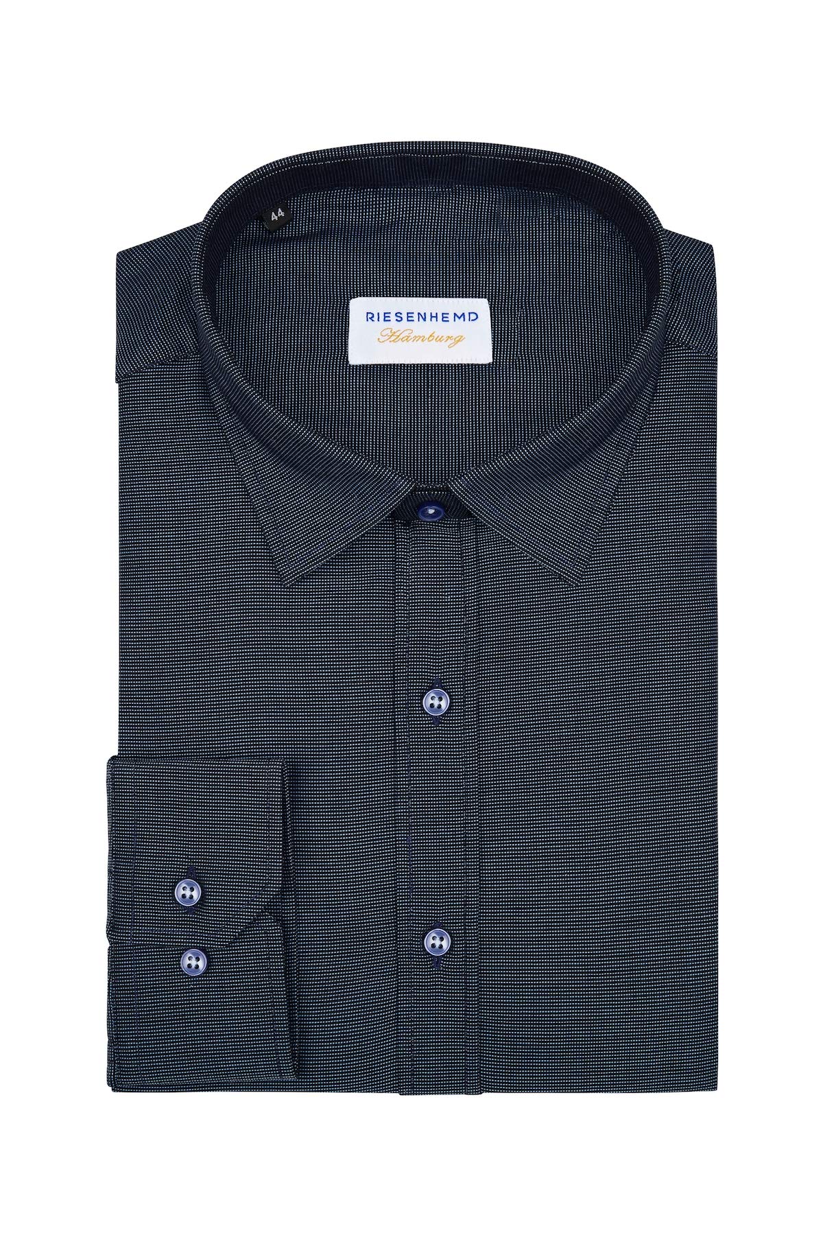 Herrenhemd Überlänge - extra Langen Ärmeln 72 cm - 100% Baumwolle - dunkelblau-meliert - in Modern Fit und Slim Fit - Modell Berlin