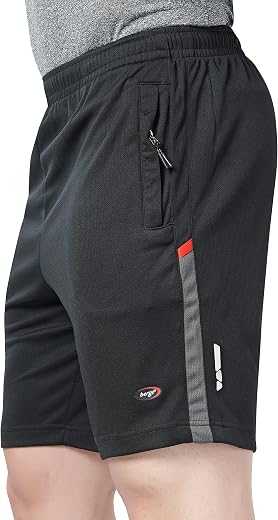 Berge' Men's Instadry Dryfit Polyester Lightweight Soft Fabric Long Shorts With Secure Zipper Pockets for Casual Sports, R...